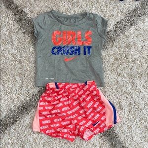 12 month girls Nike shorts/t-shirt set